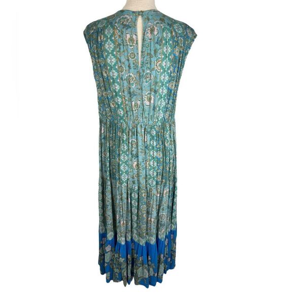 Free People Blue & Turquoise Hanalei Bay Boho Flowy Beach Maxi Dress - Picture 5 of 9